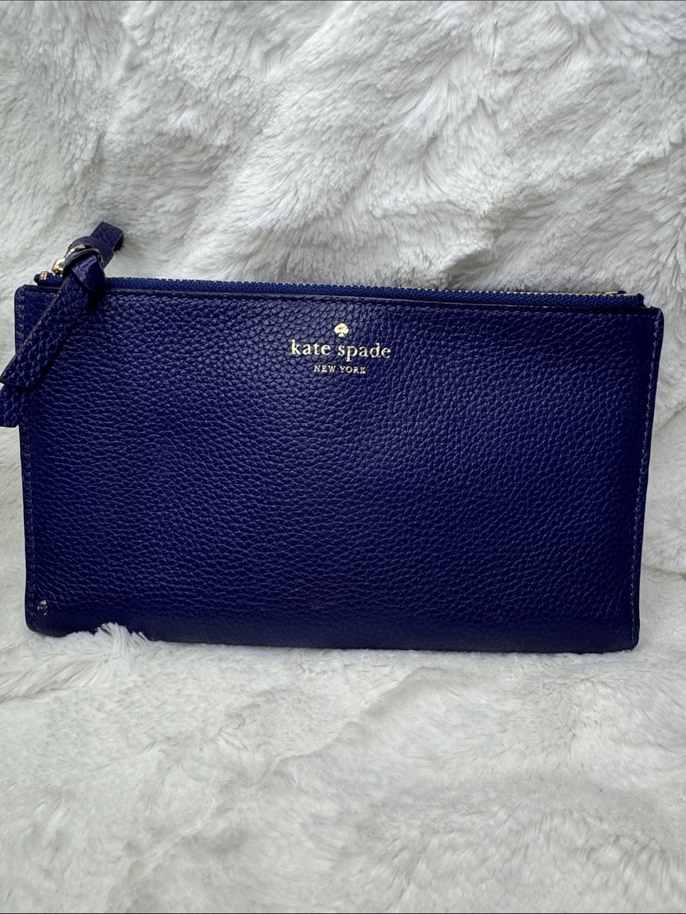 kate spade New York Deep Navy Pebbled Leather Wristlet